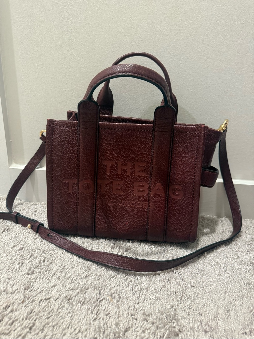 Marc Jacobs Pebbled Leather Tote in Burgundy